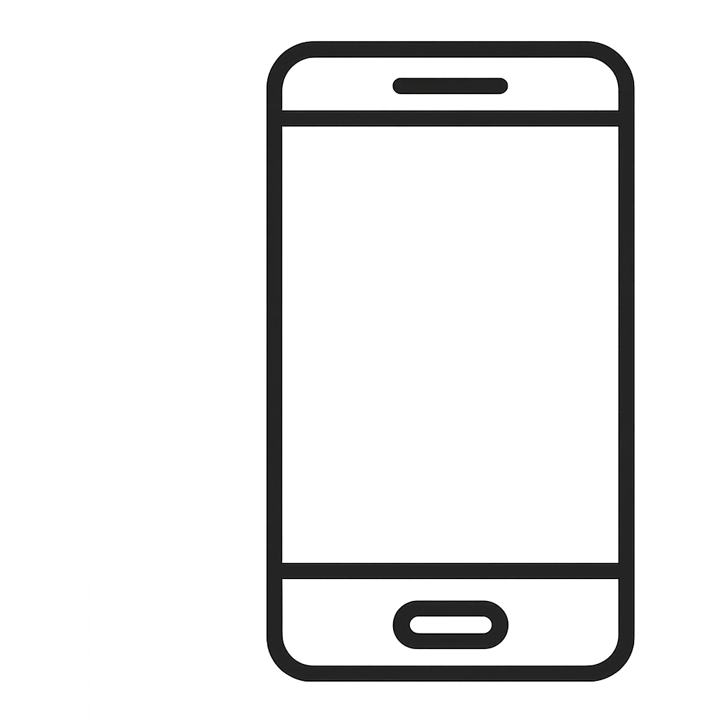 A smartphone icon with clean lines and a modern aesthetic emoji