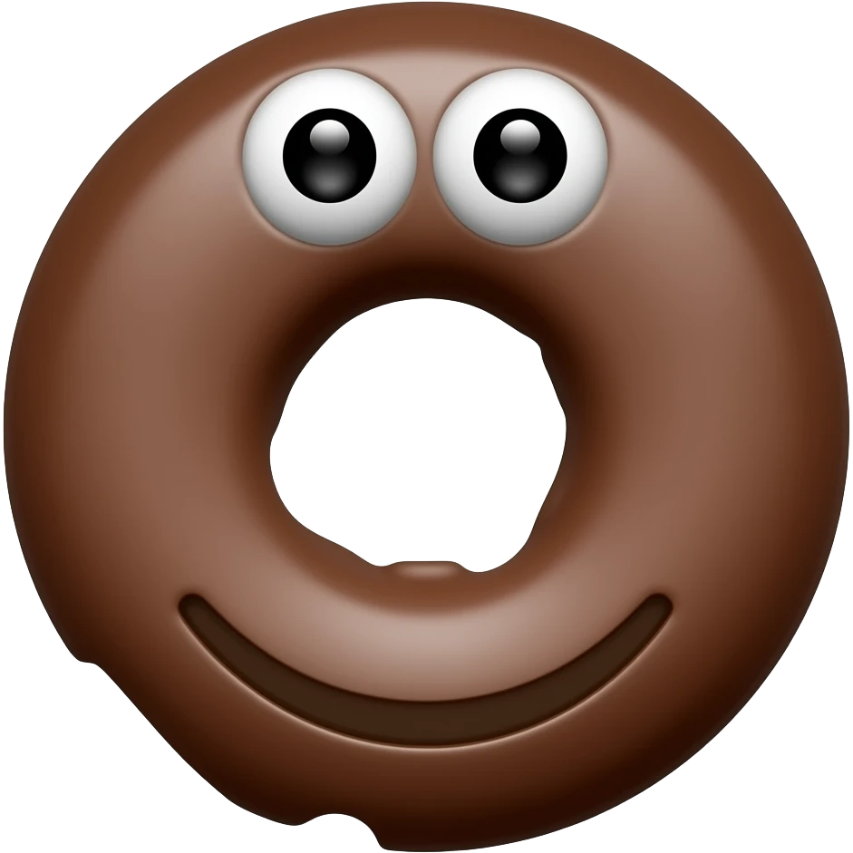 a round chocolate hoop with emoji eyes and mouth emoji