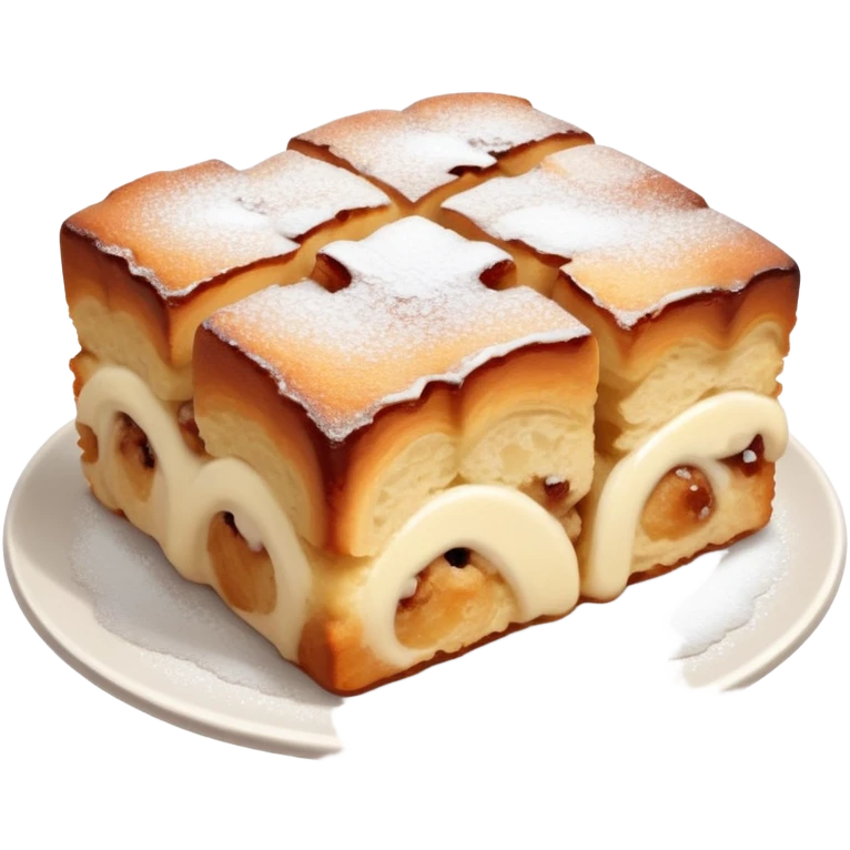  Cinnamon bread pudding dusted with powdered sugar emoji