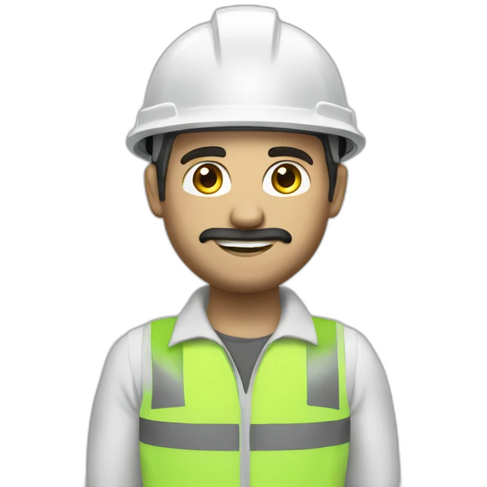 Turkish electrical engineer with white helmet and phosphorescent protection vest emoji