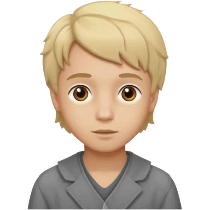 Gavroche From Les Miserables with light skin, brown eyes, blonde hair, gray outfit emoji