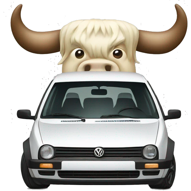 Volkswagen Golf with bull horns on the front emoji