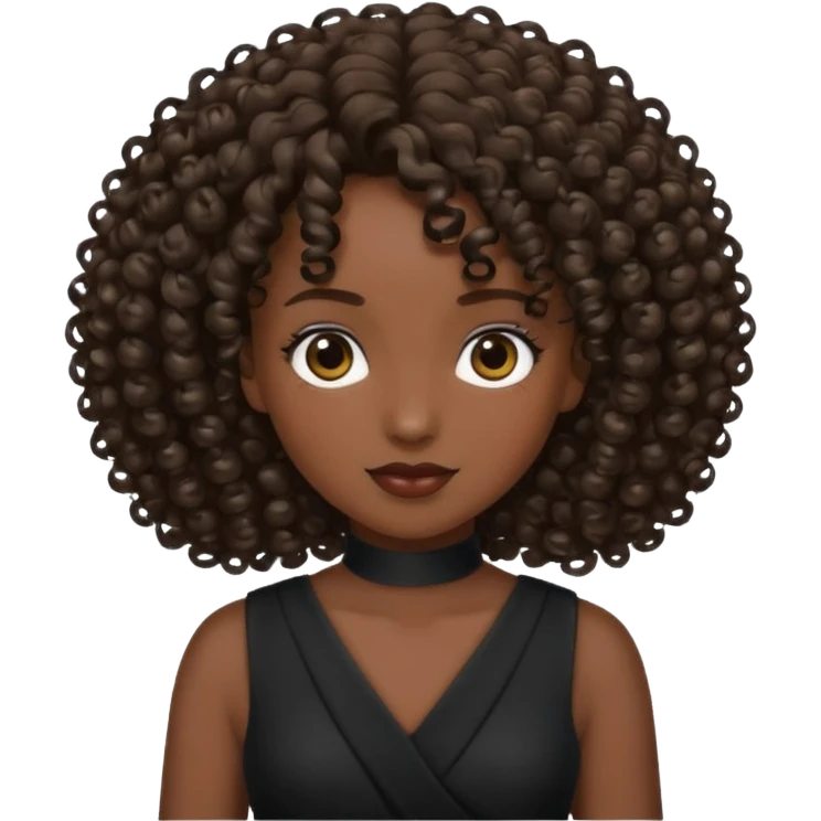 curly haired black dress girl emoji
