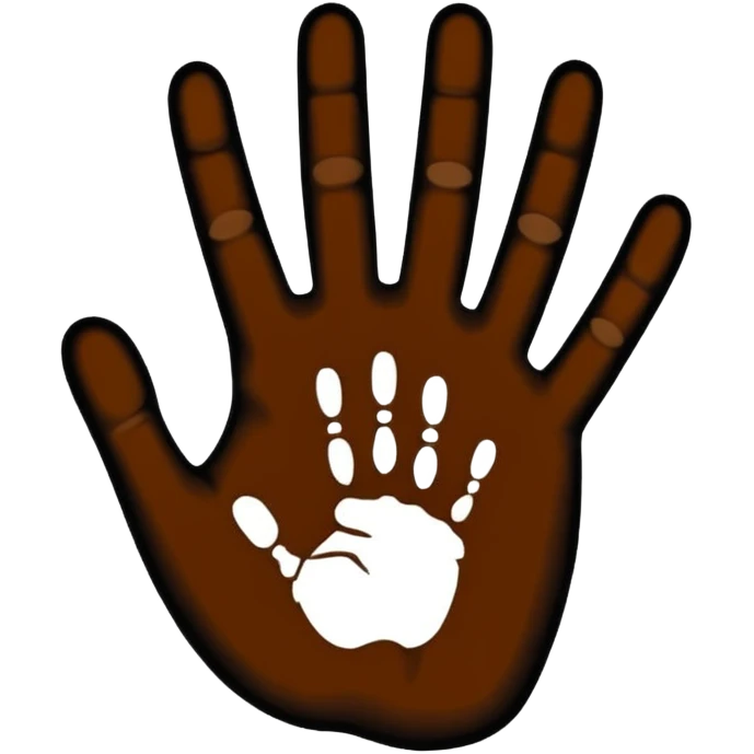 A handprint silhouette surrounded by dotted patterns.















 emoji