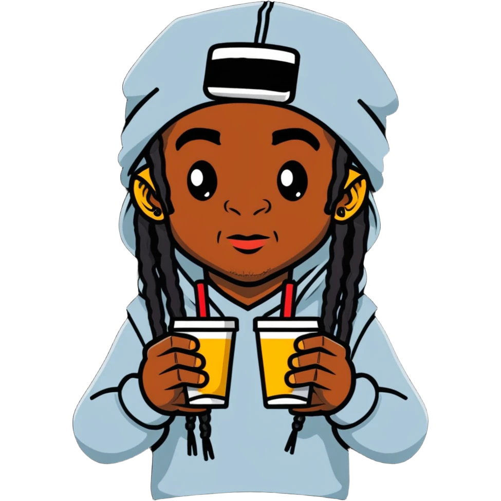 lil wayne with a double cup where one styrofoam cup is stacked inside another emoji