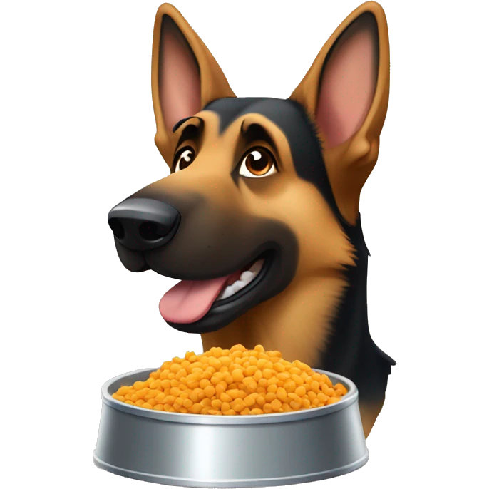 German shepherd eating dog food emoji