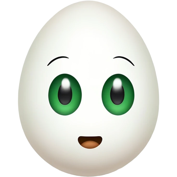 Simple vectorized egg of white color, with 2 black eyes, and a green background emoji
