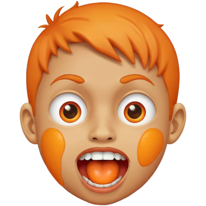 Orange face boy with mouth open emoji
