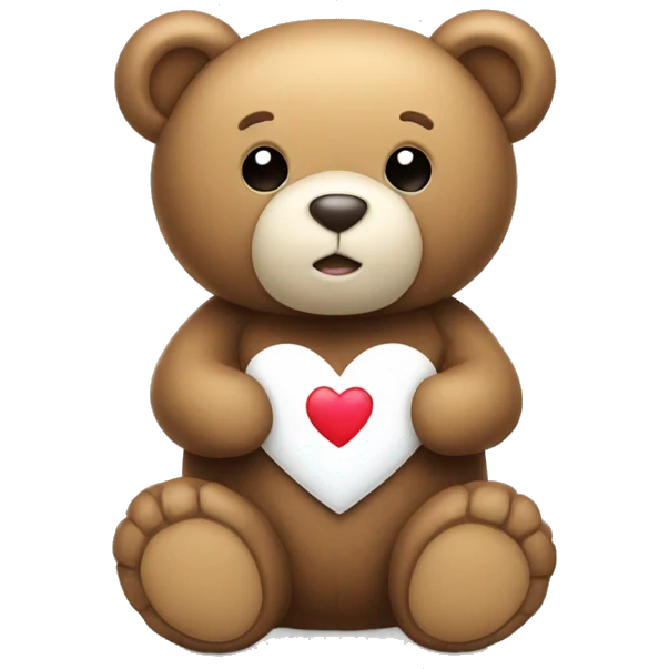Teddy bear with a white heart emoji