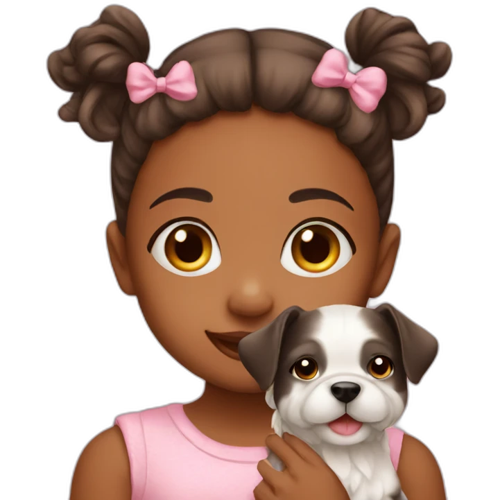Cute baby girl with dog  emoji
