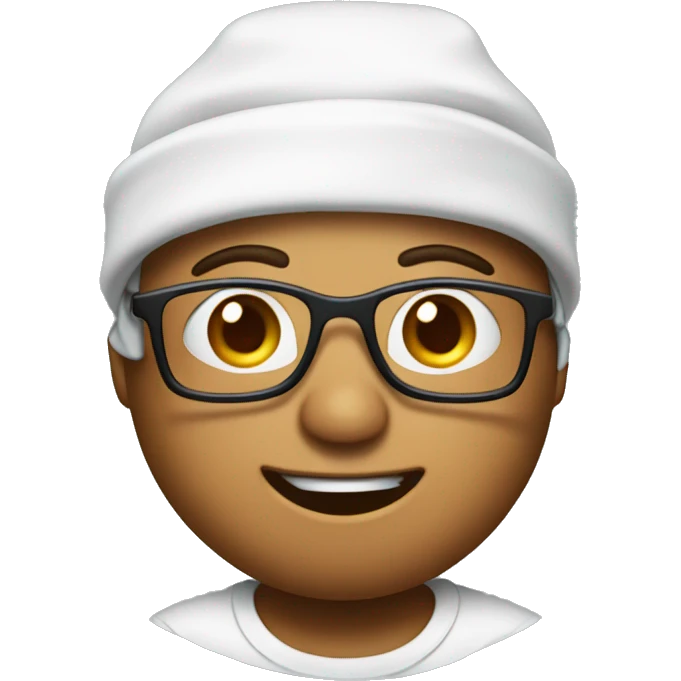 A poop emoji sweating and wearing a scrub cap with glasses. emoji