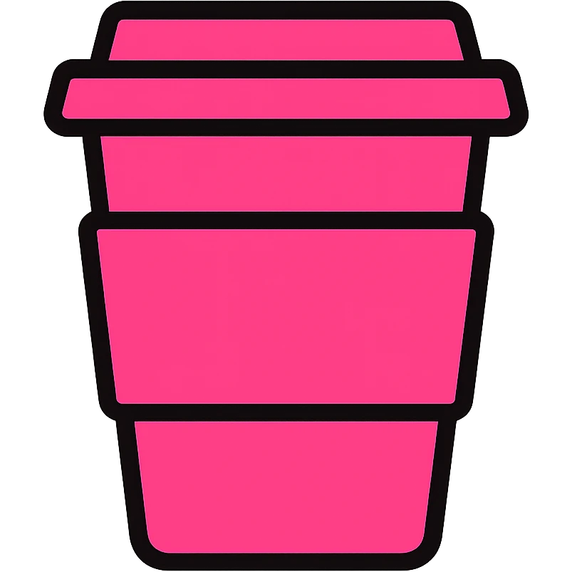 Change the to-go coffee cup icon to pink color, keep the icon style the same, with no background. emoji