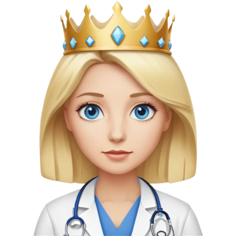 blonde hair blue eye woman doctor with crown  emoji