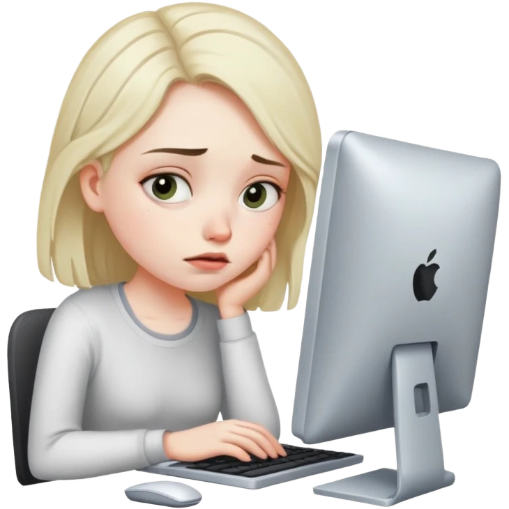 busy tired girl with computer  emoji