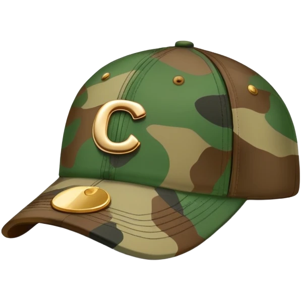 camouflage baseball cap with ian charms logo emoji