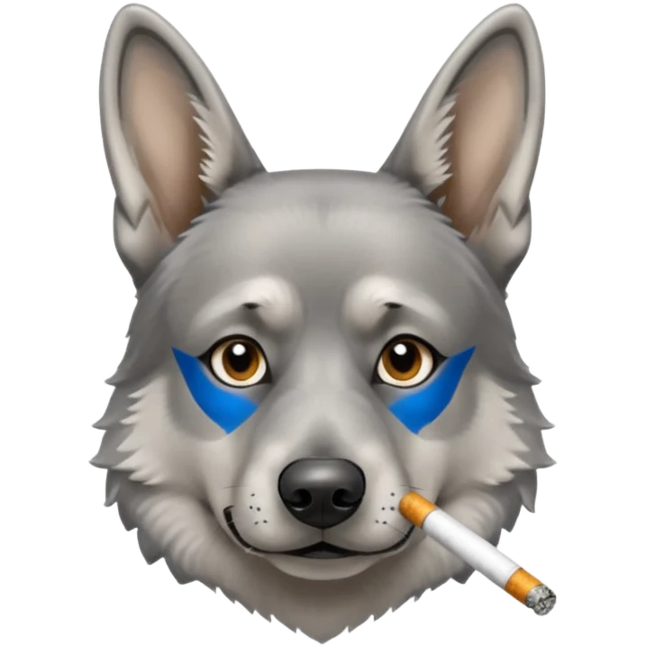 Silver German shepherd smoking a cigarette  emoji