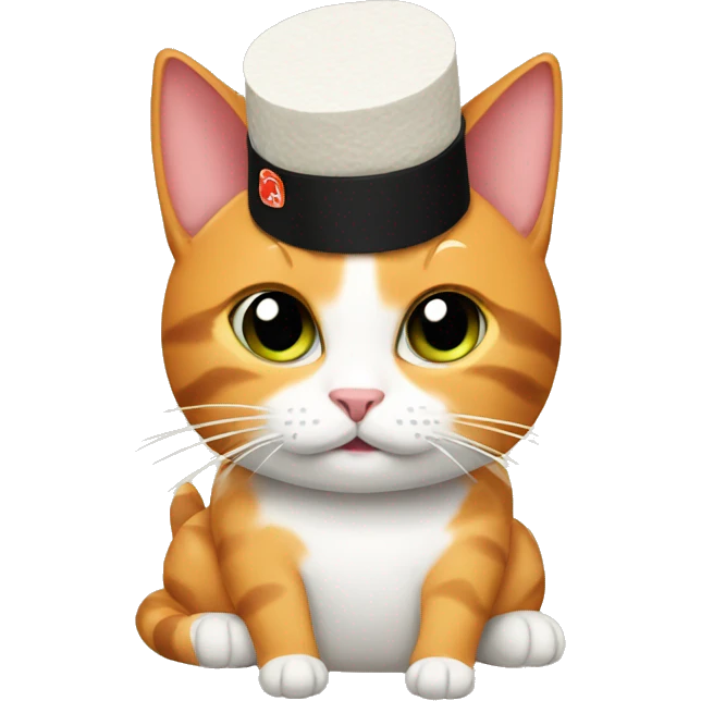 cat wearing sushi as a hat emoji