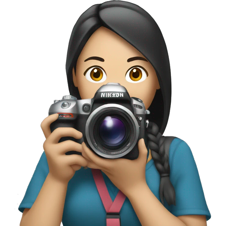 asian woman holding a nikkon camera emoji