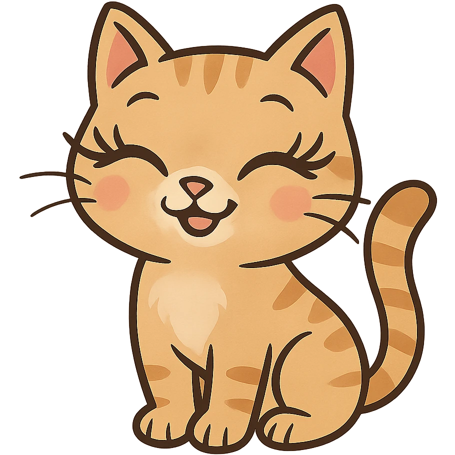 cute and expressive cat with eyelashes emoji
