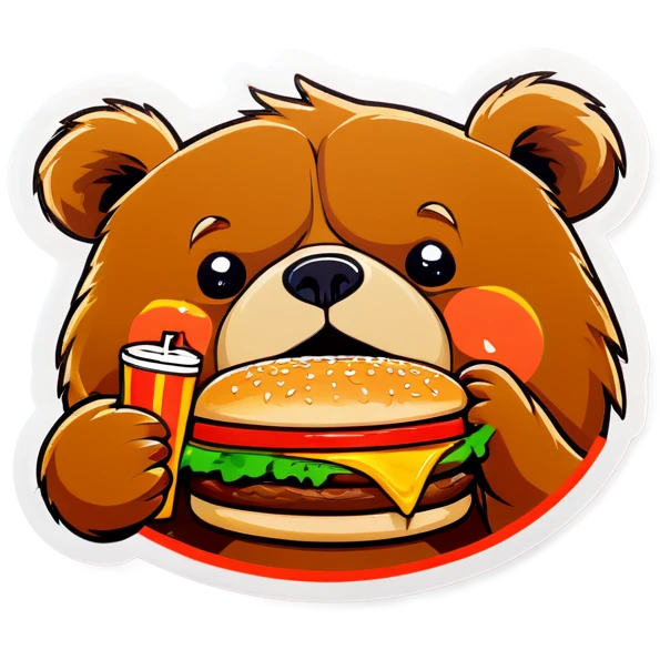 Bear eating a burger emoji