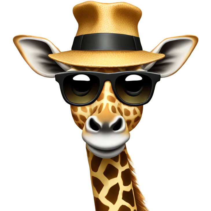 Giraffes with sunglasses and brim hat emoji