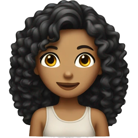Tan girl with black long curly hair  emoji
