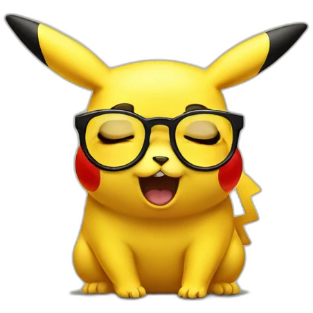 sneezing pikachu with glasses emoji