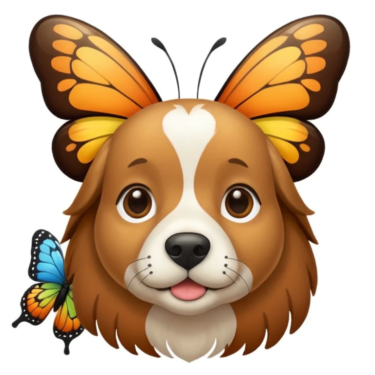 Ein Hund mit einem Schmetterling auf der nase emoji