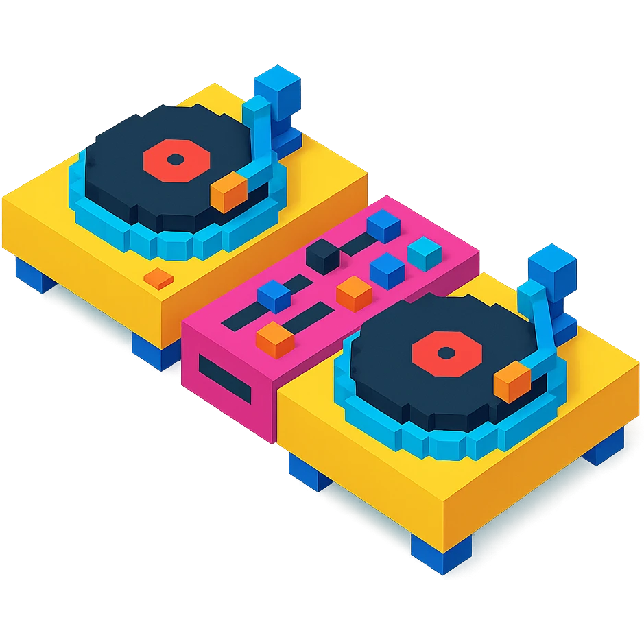 DJ turntables with a sleek design and vibrant colors emoji