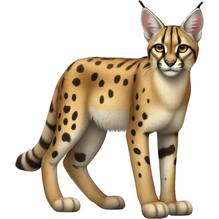 Striped and spotted Lynx-Caracal-Serval full body emoji