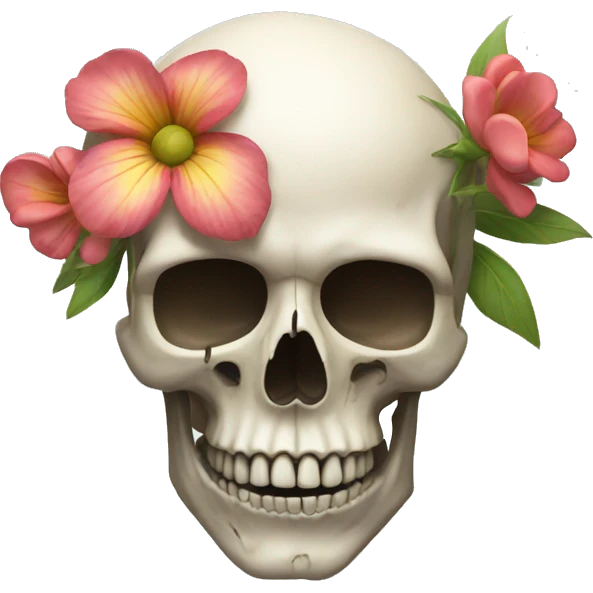 Skull with flowers on top left emoji