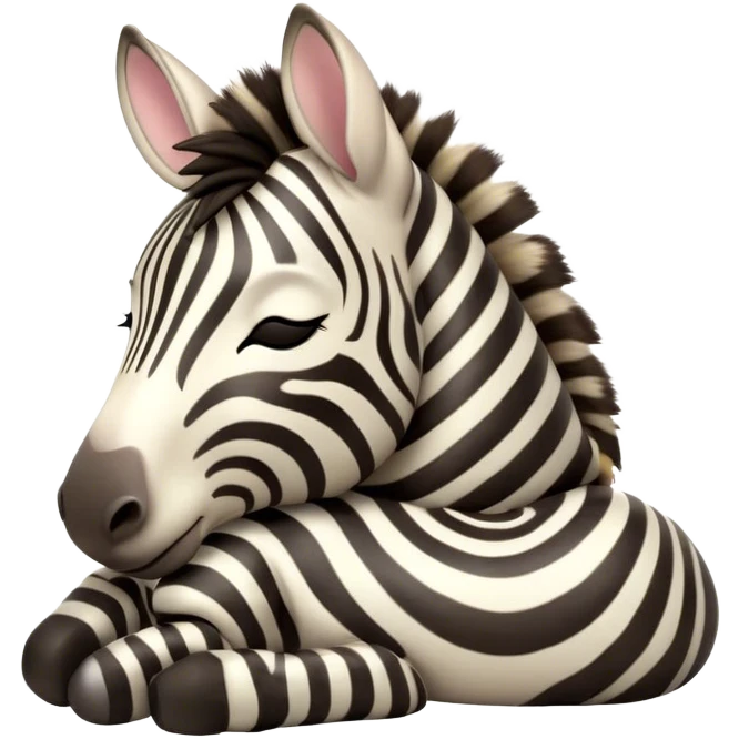 Meme-Worthy Cute Sleeping Zebra Portrait Emoji, Head resting peacefully with a contented smile, showcasing a lean, graceful build and a luxuriously soft striped fur, a refined, equine head with a long snout and alert ears, and eyes shut in a serene, restful nap, Simplified yet hilariously adorable features, highly detailed, glowing with a soft, drowsy light, high shine, relaxed and utterly lovable, stylized with an air of playful laziness, bright and heartwarming, soft glowing outline, capturing the essence of a comically sleepy zebra that feels like it could instantly become the next viral sensation of adorable slumber! emoji