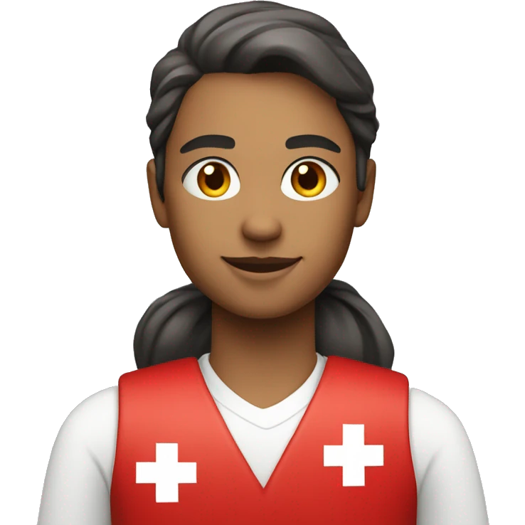 a red cross volunteer wearing a red vest with the red cross insignia on a white background emoji