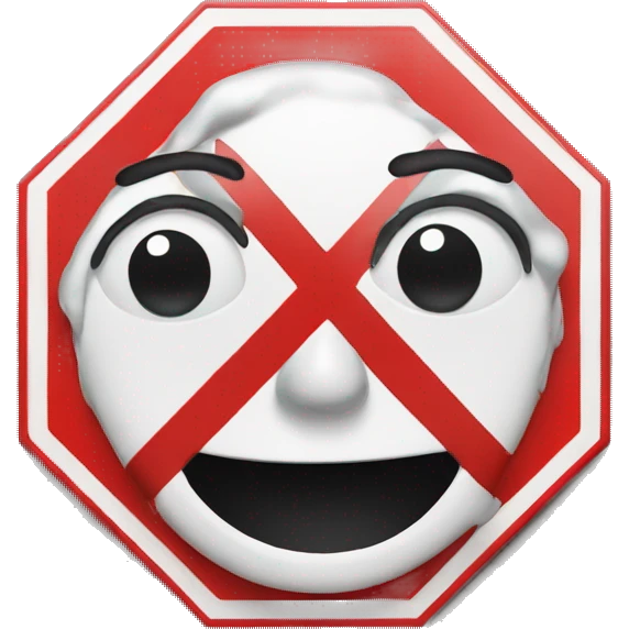 Stop sign with face emoji