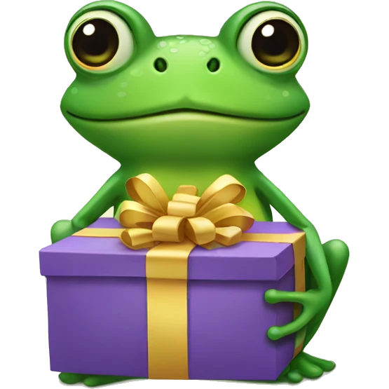 Frog holding a present  emoji