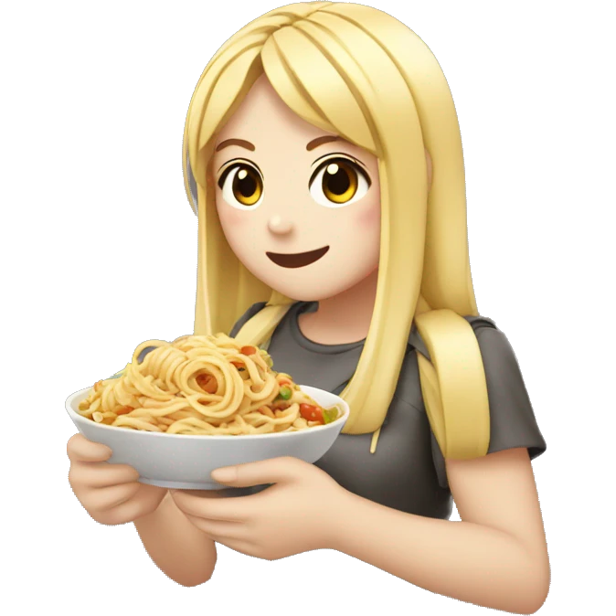 Anime girl eating pasta emoji