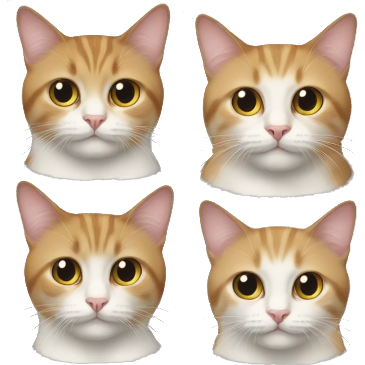 4 cats. one adult, the second smaller, and two small emoji