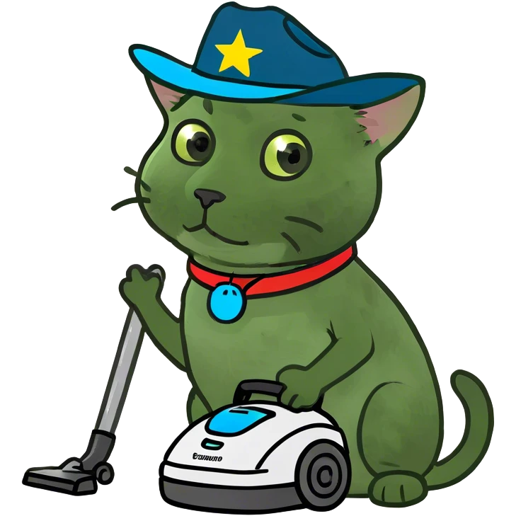 A cat riding a vacuum cleaner  emoji