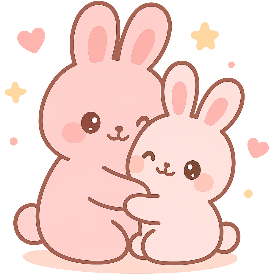 pink bunnies cuddling emoji