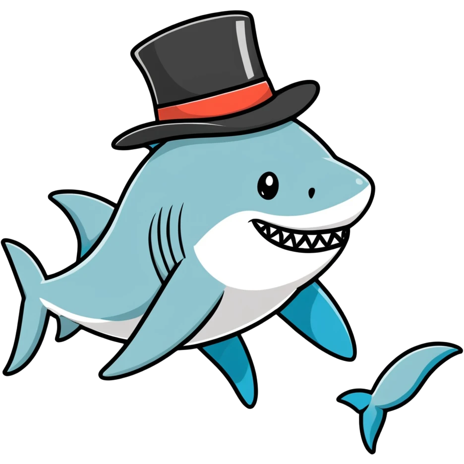 Shark with a top hat emoji