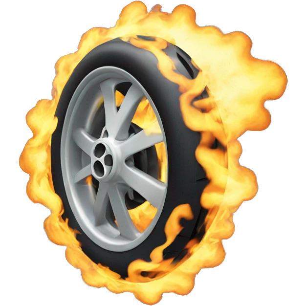 burning F1 Wheel in smoke emoji