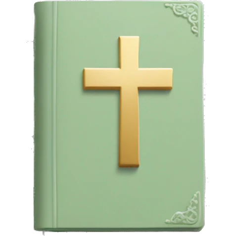 Open Light Sage green holy Bible with baby pink cross on the cover and baby pink coloured gardens coming on the cover  emoji