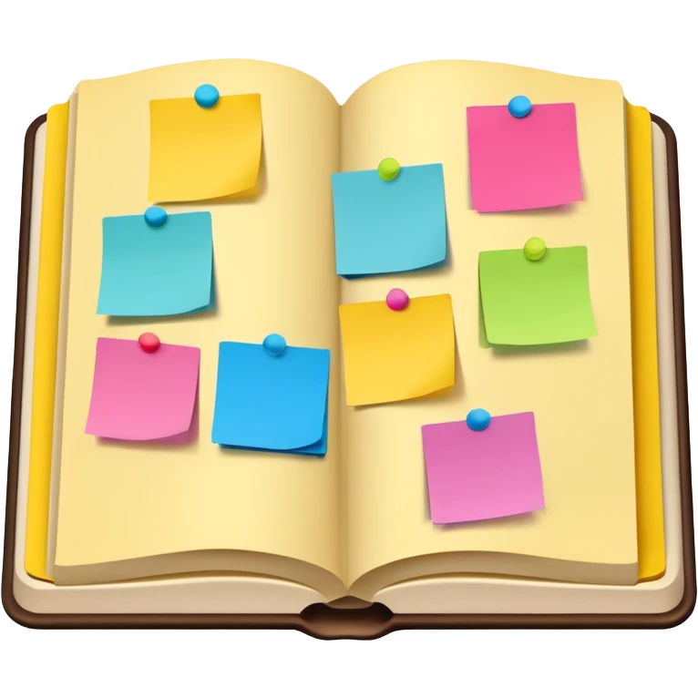 Opened book with sticky notes emoji