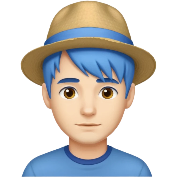 male, blue hair, hat emoji