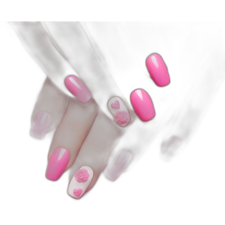 Pink heart-pink flower-pink nails-cat emoji