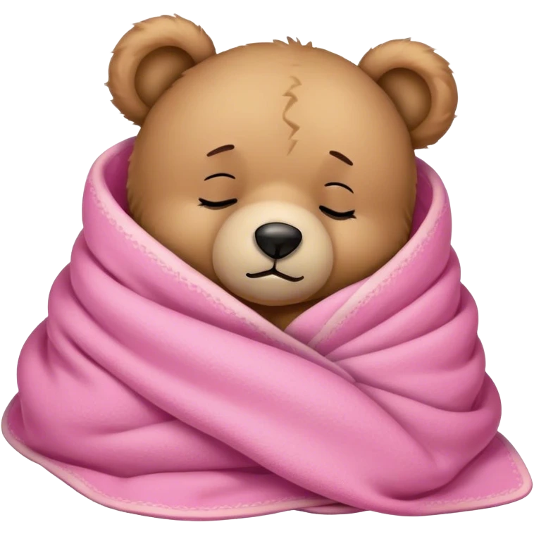Sleepy teddy with pink blanket emoji