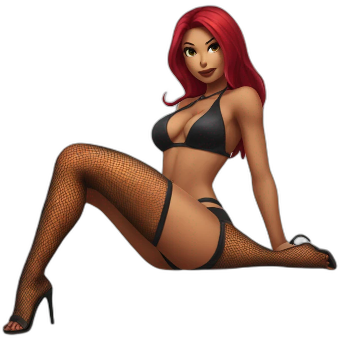 Katarina posing legs in fishnet bikini sfw emoji