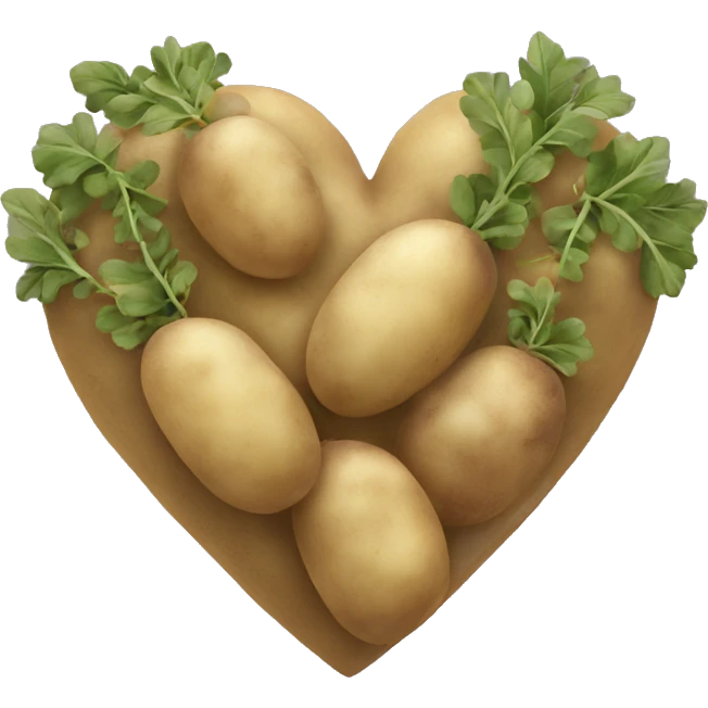 beige heart adorned with potatoes garland emoji