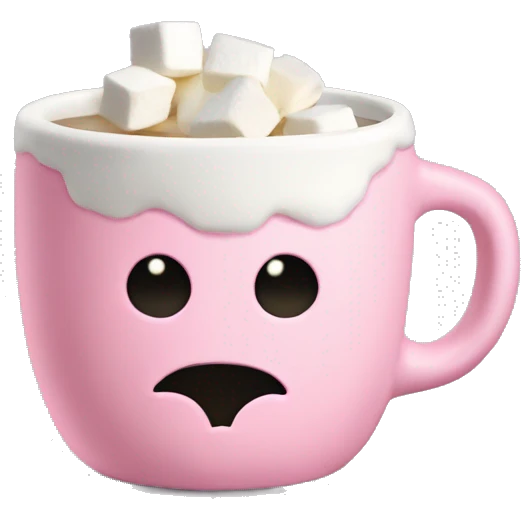 pink chrsitmas mug (with no face) white hot chocolate and mashmellows emoji