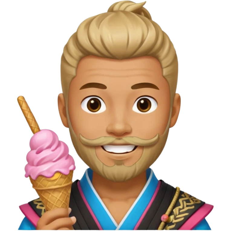 SAMURAI WITH EAT ICE CREAM BEARD GAY emoji
